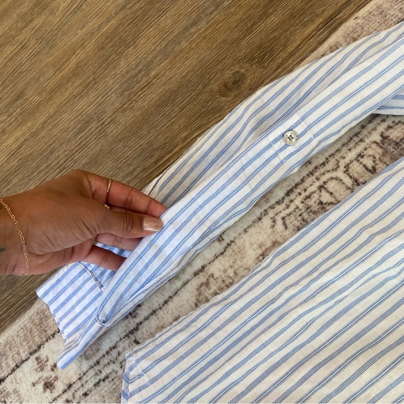 MICHAEL Michael Kors Light Blue and White Striped Shirt - Picture 6 of 12